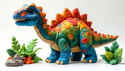 Colorful clay dinosaur figure