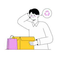 Man Recycling Packaging Online Purchase Awareness