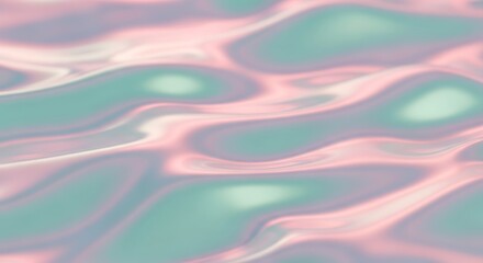 Obraz premium Iridescent Surface with Fluid Forms A Mesmerizing Blend of Teal and Rose Hues