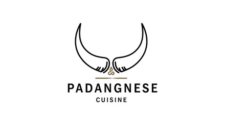 Obraz premium Padangnese Cuisine Logo: Elegant minimalist design featuring stylized buffalo horns.