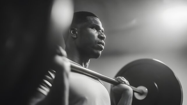 Man in Sportswear Lifting Weights in Modern Gym – Powerful Strong Motivational Fitness Lifestyle