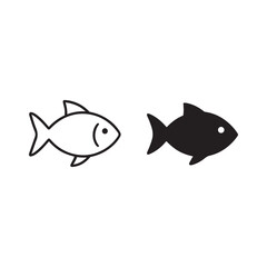 Fish Icon in Outline and Solid Seafood Design