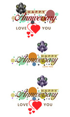 Vector Happy Anniversary Typographic Design with Multicolour Confetti and balloon Card Design for Celebration