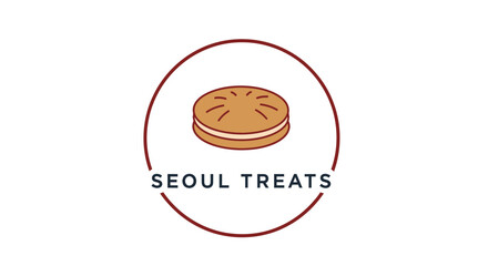 Logo for Seoul Treats bakery featuring a sandwich cookie.