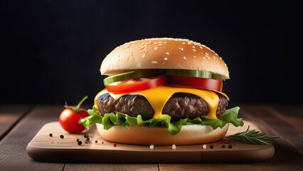 Fresh burger sandwich cafe menu design fastfood promotion