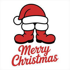 Santa Boots Merry Christmas Illustration Vector, Holiday Christmas Santa Boots Clipart Design, Festive Christmas Santa Legs Winter Vector.