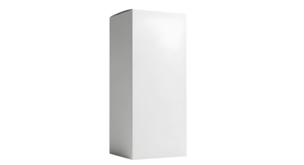 Tall white rectangular prism against a stark creating a minimalist and modern aesthetic for product mockups and designs on transparent background