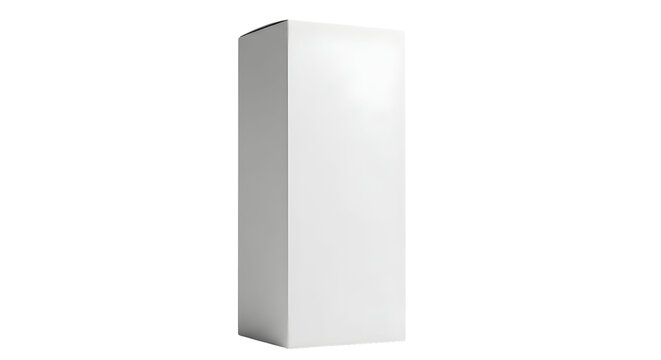 Tall white rectangular prism against a stark creating a minimalist and modern aesthetic for product mockups and designs on transparent background