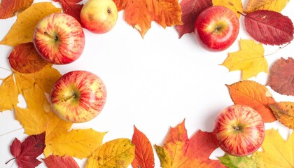 autumn leaves and apples：autumn leaves frame