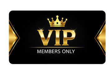 Gold VIP Members Only Card Design isolated on transparent cutout background, cut out, png