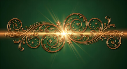 A Beautiful and Elegant Golden Floral Design Set Against a Lush Green Background