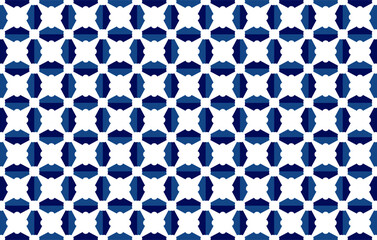 A seamless geometric pattern with batik shapes in a regular grid creates a modern abstract background.