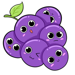 vector illustration of blueberries cute character grape cartoon fruit for childern book illustration sticker