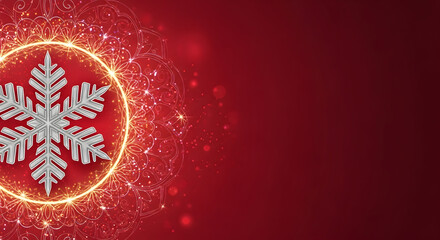 A Magical Snowflake set against a Vibrant Red Background perfect for Christmas Celebrations