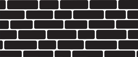 Illustration of seamless black brick wall pattern with white grout