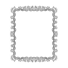Decorative doodle frame vector illustration. Hand drawn wave pattern border. Abstract wavy border