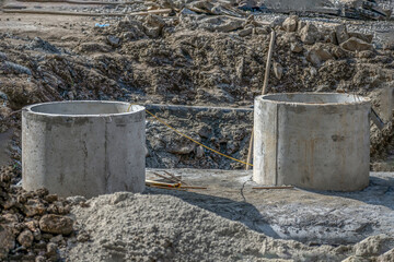 Fragment of the construction site of the heating network on an autumn day