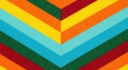 A vibrant chevron pattern formed by diagonal stripes of red, orange, yellow, blue, and green.