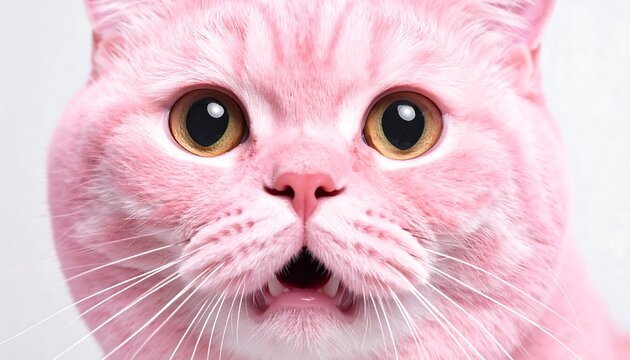 Pink Cat Portrait A Stunning Close-Up of a Curious Feline
