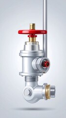 Industrial valve with red handle