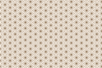 Asanoha Hemp Pattern — Dark Beige Lines on Linen White Background (Vector)