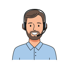 Vector art of smiling man with headset and microphone