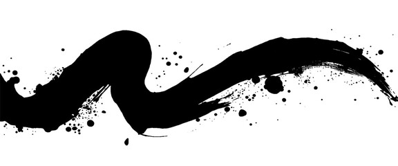 Fototapeta na wymiar Vector style black ink brush stroke on white abstract background 