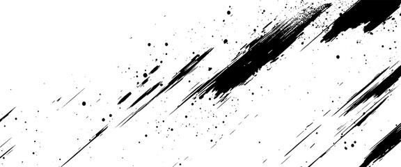 Vector black ink brush stroke on white abstract background with paintbrush design banner templates