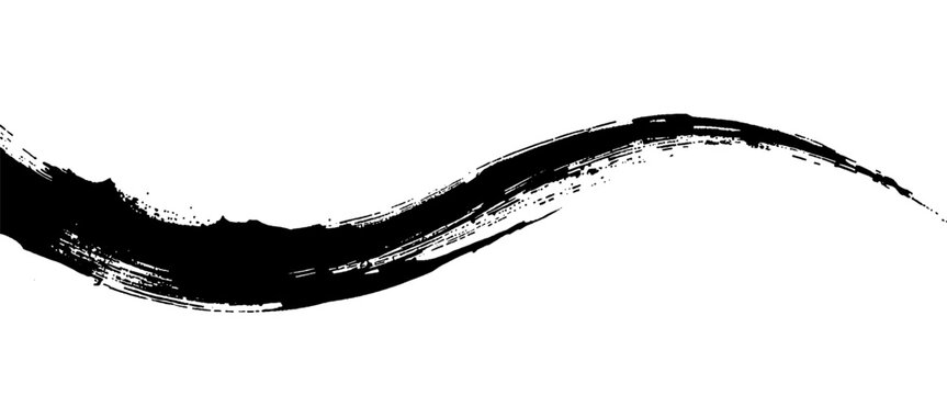 Vector style black ink brush stroke on white abstract background 