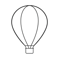 Obraz premium Clean line art vector illustration of a classic hot air balloon with intricate basket and decorative elements