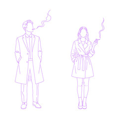 Line art illustration of a person smoking