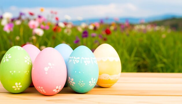 Easter eggs in a meadow