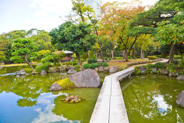 Naklejka premium Keitakuen garden in Tennoji park at Osaka city, Osaka, Japan.