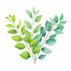 A green branches on a white background watercolor illustration with space for text generative ai
2