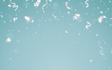 Shiny Silver confetti celebrations on isolated background
