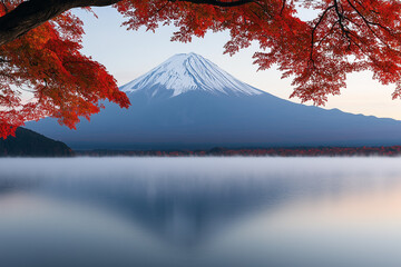 후지산, 일본, 단풍, 가을