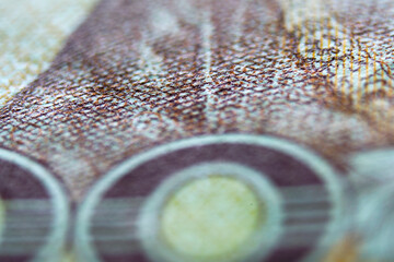 Detailed Close-up of Currency with Textures and Patterns in Focus