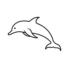 Fototapeta premium Minimalist outline of a dolphin leaping energetically above the ocean waves in a clean vector graphic design