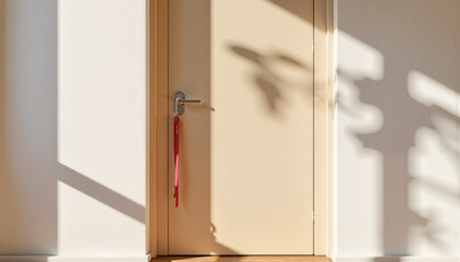 Minimalist dog leash hanging by apartment door, modern living concept