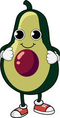 avocado mascot, illustration clipart, cute, food theme