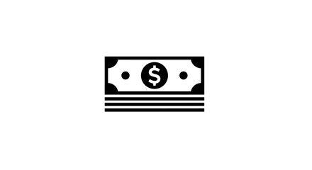 Obraz premium Black and white illustration of a stack of paper money with a dollar sign in the middle.