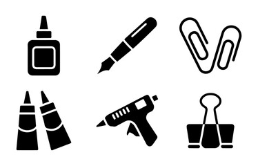 Stationery and Office Supply Icons Set. Stationery Icons Vector Illustration