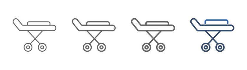 
outline icon set stretcher with patient bed design