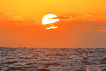 Sunset over the sea. Beautiful seascape at sunset.