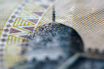 Close-Up View of Intricate Details on Currency Banknote Design