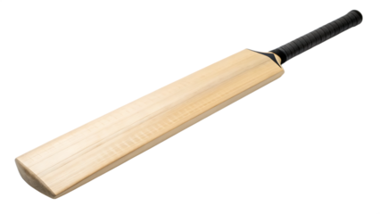 Cricket bat isolated on transparent background, a wooden implement used by batsmen to hit the ball in the sport of cricket
