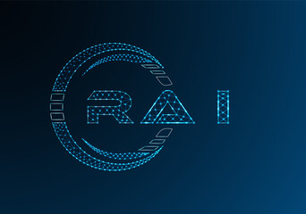 RAI low poly letter logo vector design. RAI lower poly logo design. Low poly logo.