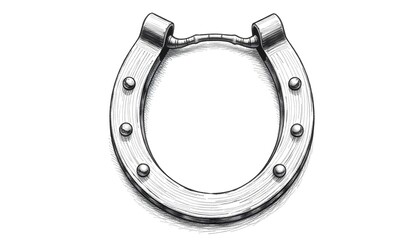 Obraz premium Silver Horseshoe with Studs on White Background