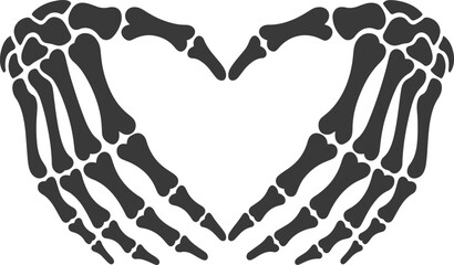 skeleton hands heart design. gothic skull love halloween bone hand tattoo vector illustration