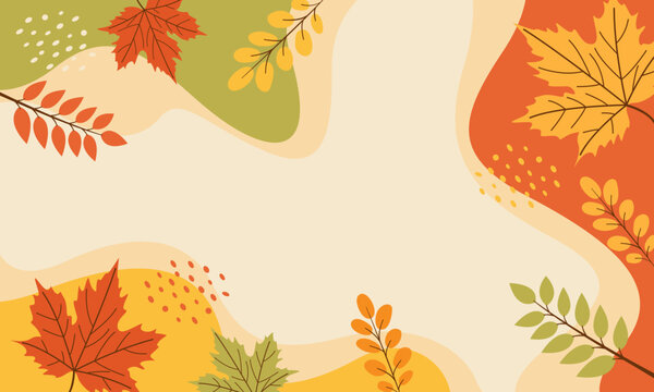 Autumn background with colorful fall leaves, abstract pastel organic wallpaper design for seasonal templates, festival events, greeting cards, sale banners, websites, and pages